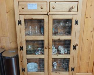 005 – Tall Pine Pie Safe with Two Drawers — 39x14x60