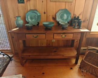 002 – Pine Console with Two Drawers — 50x16x28