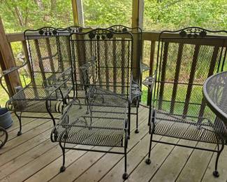 010 – Briarwood Collection by Woodard Wrought Iron Patio Set including Table, Six Chairs & Bar Cart — 73x42x29