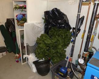 Silk flowers, wreaths, Christmas stuff