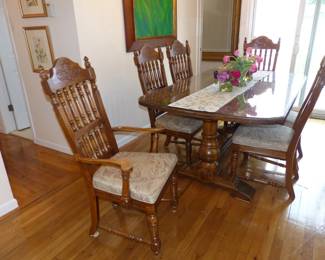 Trestle dining table with 6 chairs