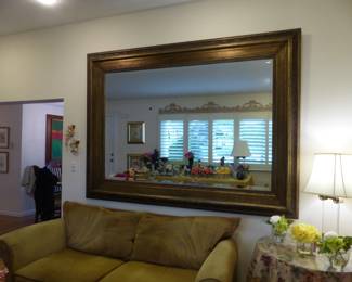 Selection of large decorative hanging mirrors, bric-a-brac