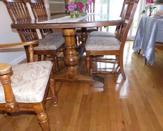 Trestle dining table with 6 chairs