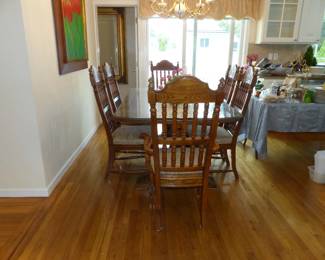 Trestle dining table with 6 chairs