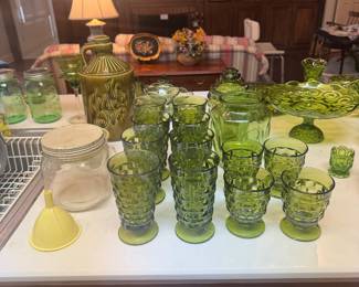 Vintage green LE Smith Glassware
