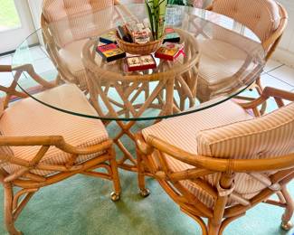 MCM Chinese Chippendale Bamboo table and chairs! Straight up Golden Girls!!