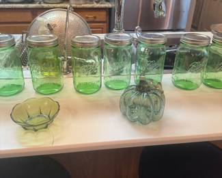 Vintage green Atlas jars