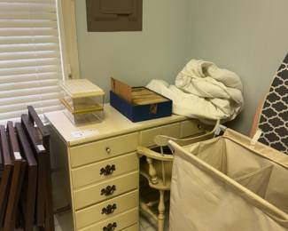 TV trays and antique child’s desk