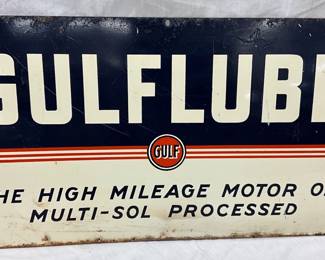 1947 Gulflube Metal Sign, 21 x 11 Inches