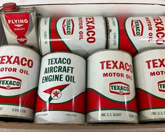 Texaco 1qt. Oil Cans, Including Motor Oil and Aircraft Engine Oil