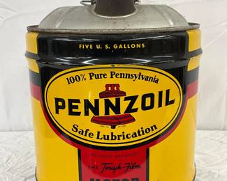 5g. Pennzoil Motor Oil Can with Spout, 100% Pure Pennsylvania Crude