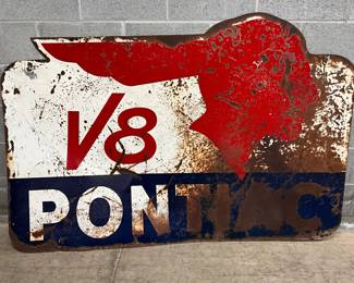 SS Pontiac Dealer Sign Featuring V8 Design Sign