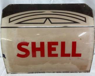 Shell Gas Station Glass Panel, 15×12 Inches