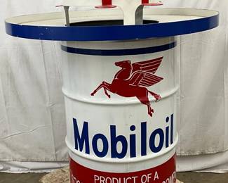 Mobil Oil Drum Oyster Shucking Table w/ Pegasus , 40in x 44in