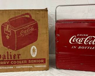 Emb. Cavalier Coca-Cola Carry Cooler Senior - with Original Box, 18 x 16 Inches