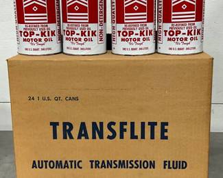 24 1qt. ‘Top-Kik’ Oil Cans with Transflite Box, Cans are Empty