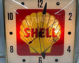 Shell Lighted Wall Clock by Pam Clock Co., 15in