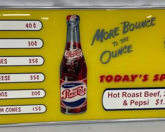 Pepsi-Cola Menu Board, 28 x 13 Inches, Contemporary 