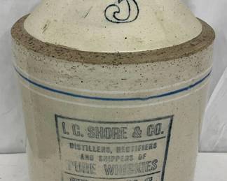 3g. I.C. Shore & Co. Logo, Shore, N.C. Stoneware Whiskey Jug