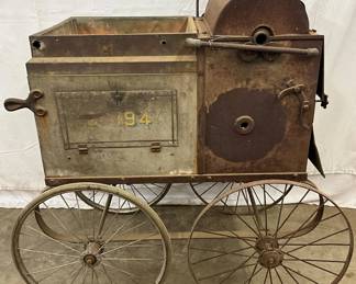 Early Commercial Peanut Cart with Four Wheels and Storage Compartments, 24in x 32in