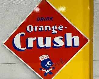 Contemporary Metal ‘Drink Orange-Crush’ Flange Sign, 18in x 17in