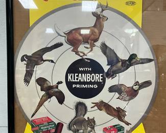 Framed Remington Ammunition Advertising Poster Featuring Wildlife and Kleanbore Branding, 20×27 in