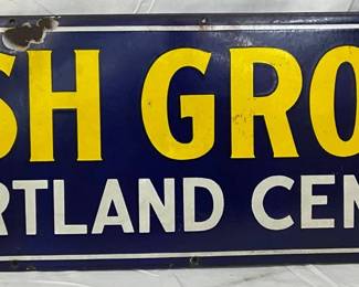 Single-Sided Porcelain Advertising Sign: ‘Ash Grove Portland Cement,’ 40×14 Inches
