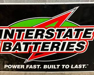 Emb.  Metal Interstate Batteries Sign, 48×30 Inches