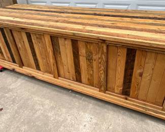 Solid Pine Store Counter with Slatted Design, 10ft