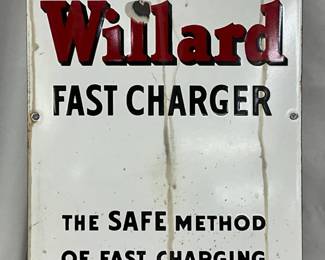 Willard Fast Charger Porc. Sign, 12in x 23in