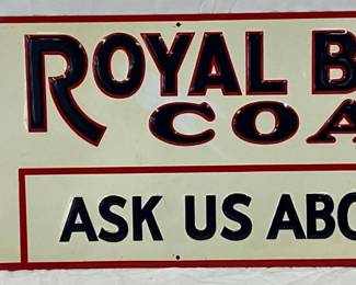 Emb. ‘Royal Blue Coal,’ Metal Sign 28in x 10in