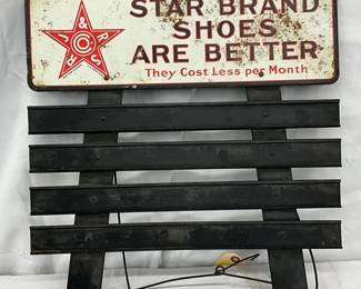 Star Brand Shoes Metal Store Display Rack w/Marquee Sign 16in x 16in