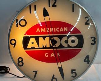 Amoco Gas Lighted Clock, 15 inches