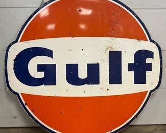 1966 Porc. Gulf Dog Ear Single-Sided 6ft. Sign