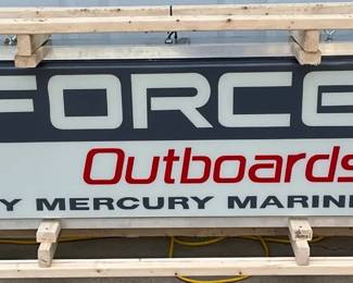 Force Outboards by Mercury Marine Lexan Light-Up Can Sign, 72in x 24in, Rewired & functional 