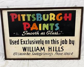 Pittsburgh Paints Sign,  Metal with Wooden Frame, 36×25 