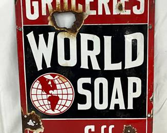 SSP ‘World Soap, Groceries, Teas & Coffees,’ Sign 12×18 Inches