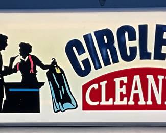 Emb. ‘Circle Tri Cleaners,’ Light Up Lexan Sign  20in x 50in
