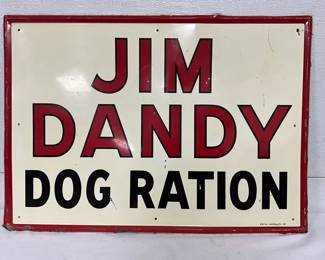20in x 27in Metal Advertising Sign for ‘Jim Dandy Dog Ration’