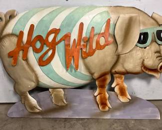 ‘Hog Wild’ Metal Sign With 3D Pig Design, 58in x 38in