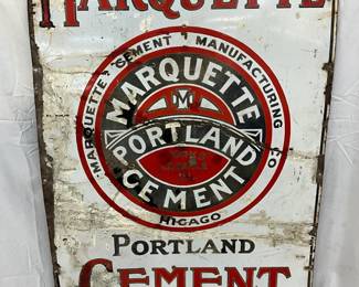 Marquette Cement Single-Sided Porcelain Advertising Sign, 30in x 46in