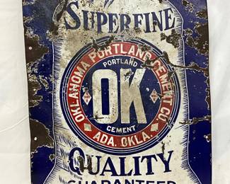 Single-Sided Porcelain Sign for ‘OK Portland Cement,’ 20×30 Inches