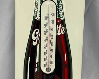 Grapette Soda Metal Thermometer Sign, 4 1/2 x 16 1/2 Inches
