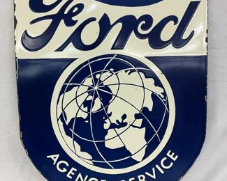 DSP Ford ‘Agence Service 1947’ Shield Sign, 18 x 23, Contemporary 