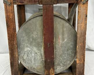 Early Wooden-Framed Metal Rocker Can, 16in x 16in