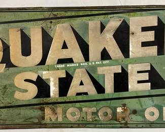 Quaker State Motor Oil Metal Sign with Wood Backing, 70in x 34in