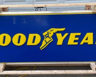 Emb. Goodyear Lexan Light-Up Can Sign, 98in x 36in, Rewired & Functional 