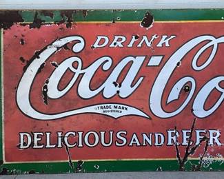 Porc. Coca-Cola Sign w/ 1923 Bottle Design, 117in x 46in