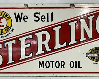 DSP ‘Sterling Motor Oil’ Sign,  30×16 Inches - contemporary 