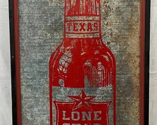 Lone Star Beer Large Metal Sign, 32in x 73in
